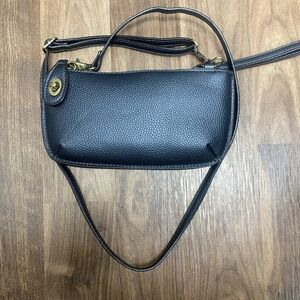Joy Susan Grey/Gunmetal Shoulder Bag with Gold Details